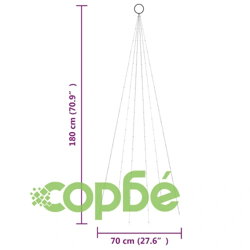 Коледна елха на флагщок, цветно, 108 LED, 180 см ➤ топ цена ➤ sorbe.bg