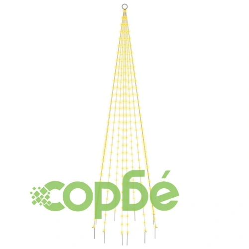 Коледна елха на флагщок, топло бяло, 310 LED, 300 см ➤ топ цена ➤ sorbe.bg