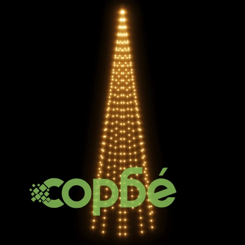 Коледна елха на флагщок, топло бяло, 310 LED, 300 см ➤ топ цена ➤ sorbe.bg