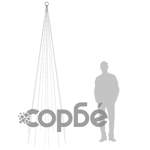 Коледна елха на флагщок, топло бяло, 310 LED, 300 см ➤ топ цена ➤ sorbe.bg