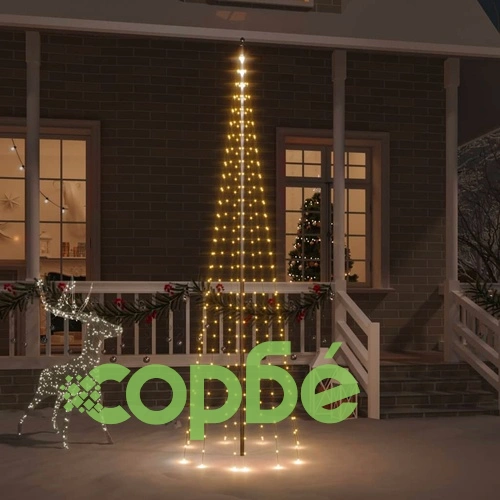 Коледна елха на флагщок, топло бяло, 310 LED, 300 см ➤ топ цена ➤ sorbe.bg