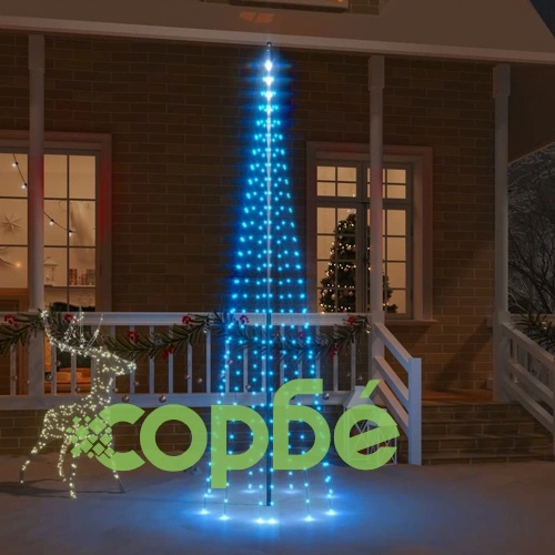 Коледна елха на флагщок, синьо, 310 LED, 300 см ➤ топ цена ➤ sorbe.bg