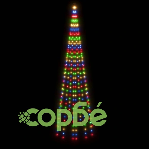 Коледна елха на флагщок, цветно, 310 LED, 300 см ➤ топ цена ➤ sorbe.bg