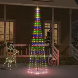 Коледна елха на флагщок, цветно, 310 LED, 300 см