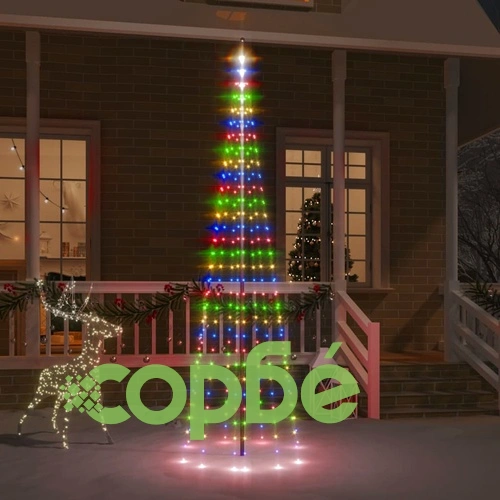 Коледна елха на флагщок, цветно, 310 LED, 300 см ➤ топ цена ➤ sorbe.bg
