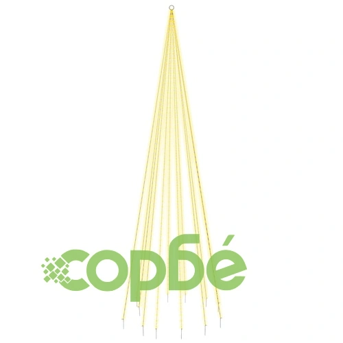 Коледна елха на флагщок, топло бяло, 732 LED, 500 см ➤ топ цена ➤ sorbe.bg