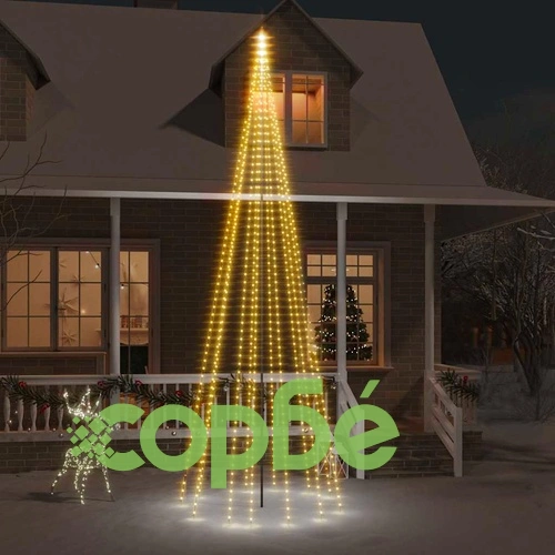 Коледна елха на флагщок, топло бяло, 732 LED, 500 см ➤ топ цена ➤ sorbe.bg