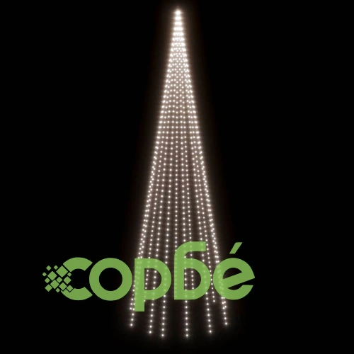 Коледна елха на флагщок, студено бяло, 732 LED, 500 см ➤ топ цена ➤ sorbe.bg