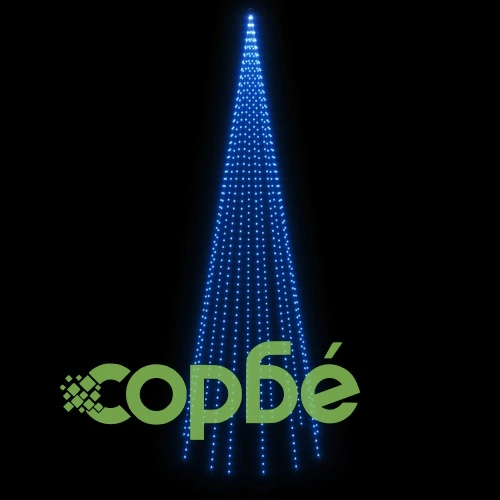 Коледна елха на флагщок, синьо, 732 LED, 500 см ➤ топ цена ➤ sorbe.bg