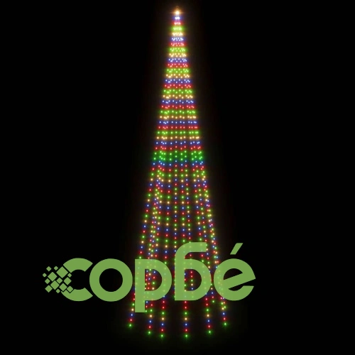 Коледна елха на флагщок, цветно, 732 LED, 500 см ➤ топ цена ➤ sorbe.bg