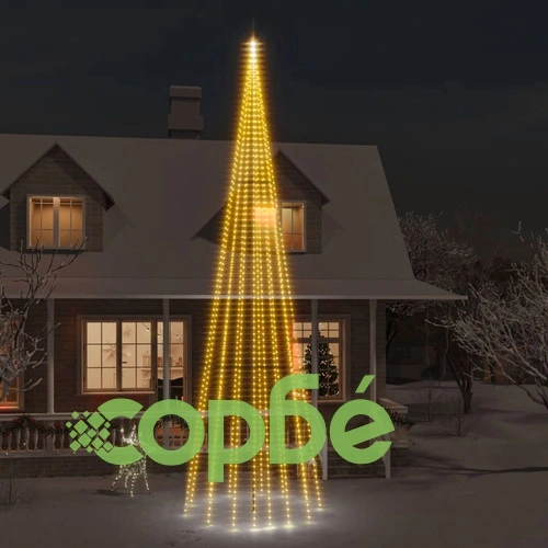 Коледна елха на флагщок, топло бяло, 1134 LED, 800 см ➤ топ цена ➤ sorbe.bg