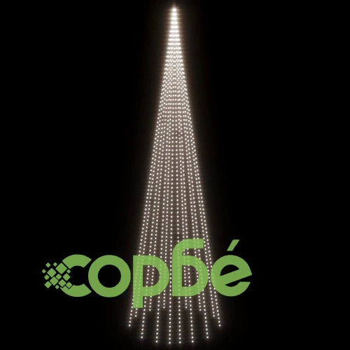 Коледна елха на флагщок, студено бяло, 1134 LED, 800 см ➤ топ цена ➤ sorbe.bg