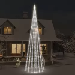 Коледна елха на флагщок, студено бяло, 1134 LED, 800 см