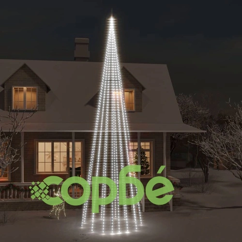 Коледна елха на флагщок, студено бяло, 1134 LED, 800 см ➤ топ цена ➤ sorbe.bg