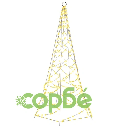 Коледна елха на флагщок, топло бяло, 200 LED, 180 см ➤ топ цена ➤ sorbe.bg