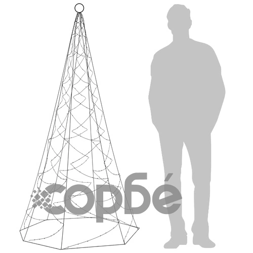 Коледна елха на флагщок, топло бяло, 200 LED, 180 см ➤ топ цена ➤ sorbe.bg