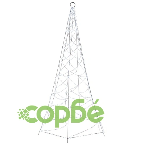Коледна елха на флагщок, студено бяло, 200 LED, 180 см ➤ топ цена ➤ sorbe.bg