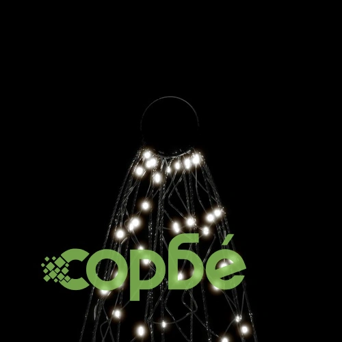 Коледна елха на флагщок, студено бяло, 200 LED, 180 см ➤ топ цена ➤ sorbe.bg