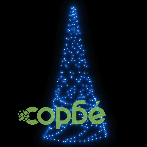 Коледна елха на флагщок, синьо, 200 LED, 180 см ➤ топ цена ➤ sorbe.bg