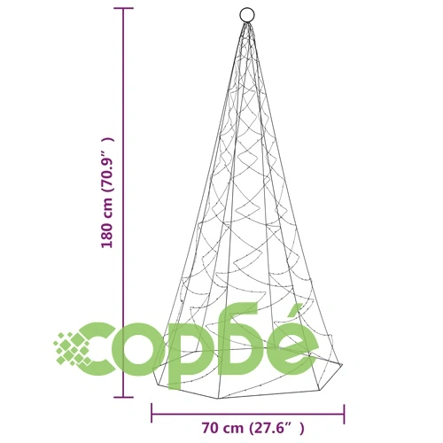 Коледна елха на флагщок, синьо, 200 LED, 180 см ➤ топ цена ➤ sorbe.bg