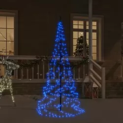 Коледна елха на флагщок, синьо, 200 LED, 180 см