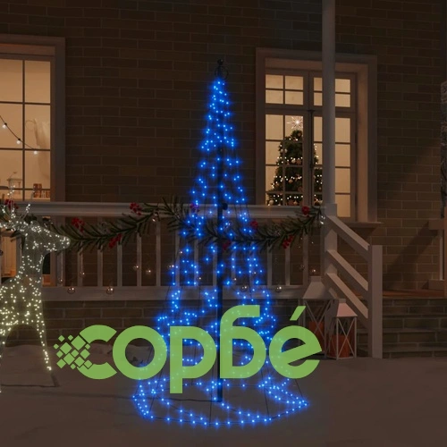 Коледна елха на флагщок, синьо, 200 LED, 180 см ➤ топ цена ➤ sorbe.bg