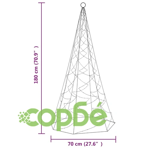 Коледна елха на флагщок, цветно, 200 LED, 180 см ➤ топ цена ➤ sorbe.bg