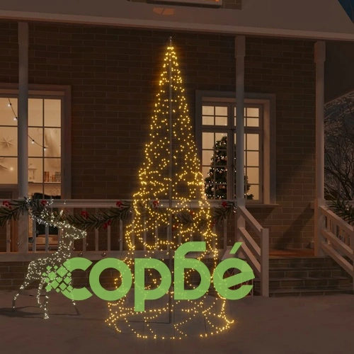 Коледна елха на флагщок, топло бяло, 500 LED, 300 см ➤ топ цена ➤ sorbe.bg