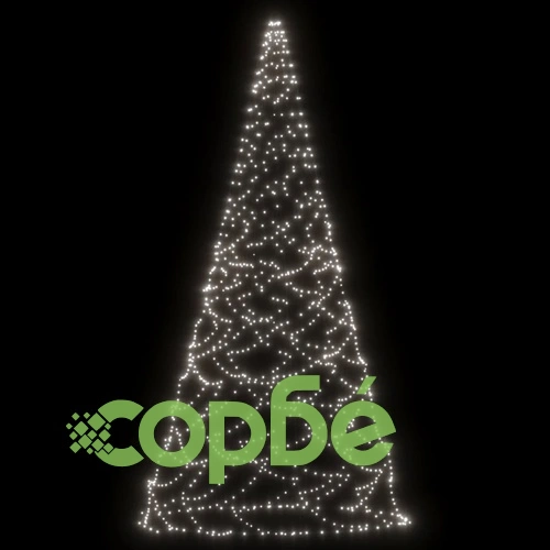 Коледна елха на флагщок, студено бяло, 500 LED, 300 см ➤ топ цена ➤ sorbe.bg