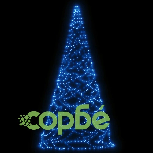 Коледна елха на флагщок, синя, 500 LED, 300 см ➤ топ цена ➤ sorbe.bg