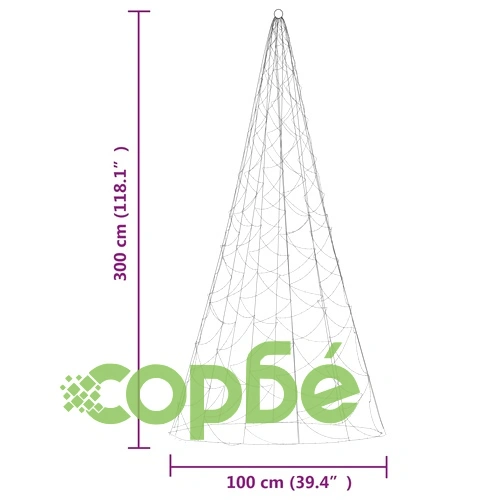 Коледна елха на флагщок, синя, 500 LED, 300 см ➤ топ цена ➤ sorbe.bg