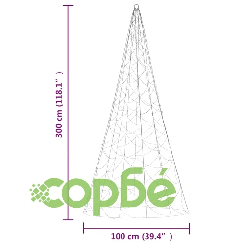 Коледна елха на флагщок, цветно, 500 LED, 300 см ➤ топ цена ➤ sorbe.bg