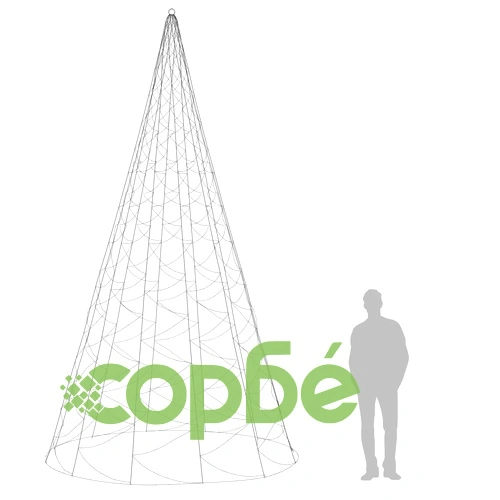 Коледна елха на флагщок, студено бяло, 1400 LED, 500 см ➤ топ цена ➤ sorbe.bg