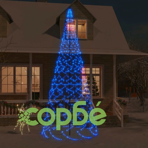 Коледна елха на флагщок, синя, 1400 LED, 500 см ➤ топ цена ➤ sorbe.bg