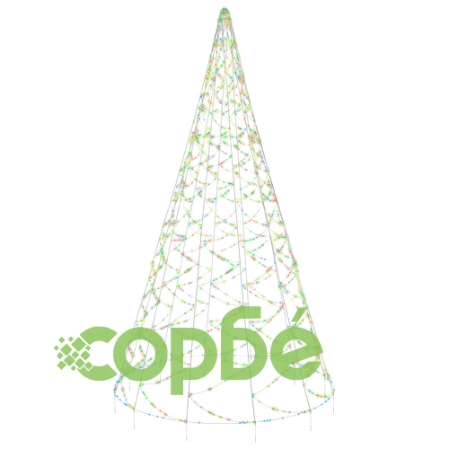 Коледна елха на флагщок, цветно, 1400 LED, 500 с ➤ топ цена ➤ sorbe.bg