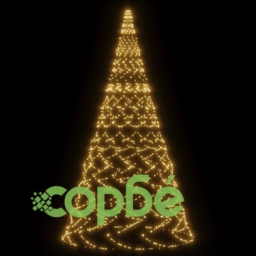 Коледна елха на флагщок, топло бяло, 3000 LED, 800 см ➤ топ цена ➤ sorbe.bg