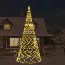 Коледна елха на флагщок, топло бяло, 3000 LED, 800 см