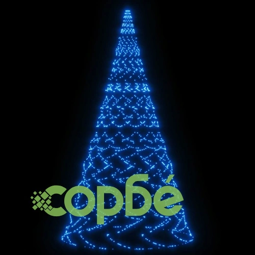 Коледна елха на флагщок, синя, 3000 LED, 800 см ➤ топ цена ➤ sorbe.bg