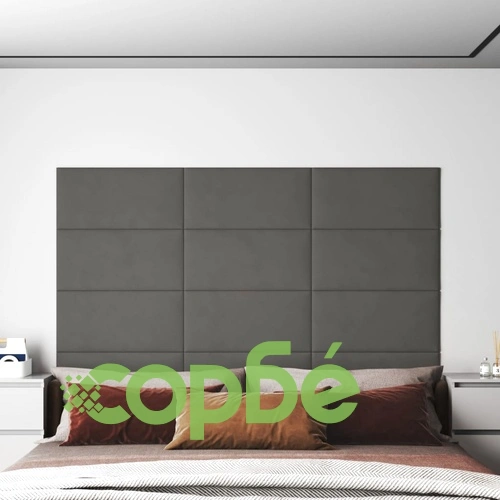 Стенни панели, 12 бр, тъмносиви, 60x30 см, кадифе, 2,16 м² ➤ топ цена ➤ sorbe.bg