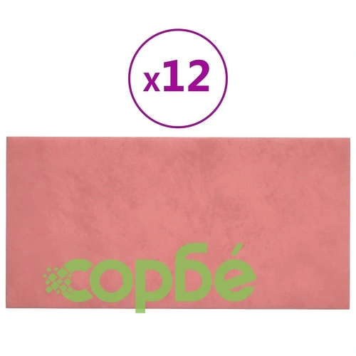 Стенни панели, 12 бр, розови, 60x30 см, кадифе, 2,16 м² ➤ топ цена ➤ sorbe.bg