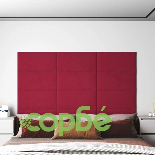 Стенни панели, 12 бр, виненочервени, 60x30 см, кадифе, 2,16 кв.м. ➤ топ цена ➤ sorbe.bg
