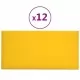 Стенни панели, 12 бр, жълти,60x30 см, кадифе, 2,16 кв.м.