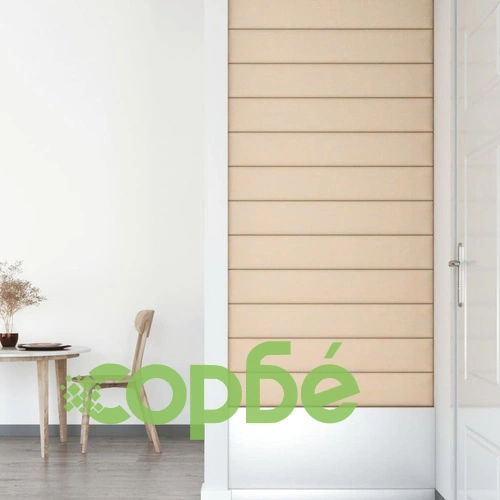 Стенни панели, 12 бр, кремави, 90x15 см, плат, 1,62 м² ➤ топ цена ➤ sorbe.bg