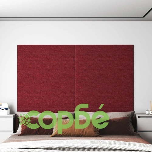 Стенни панели, 12 бр, виненочервени, 90x15 см, плат, 1,62 м² ➤ топ цена ➤ sorbe.bg