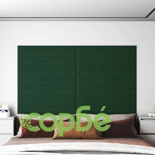 Стенни панели, 12 бр, тъмнозелени, 90x15 см, плат, 1,62 кв.м. ➤ топ цена ➤ sorbe.bg