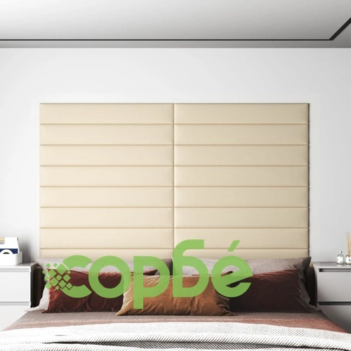 Стенни панели 12 бр кремави 90x15 см изкуствена кожа, 1,62 м² ➤ топ цена ➤ sorbe.bg