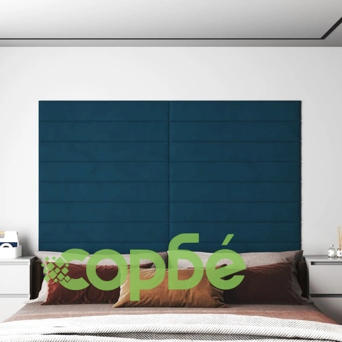 Стенни панели, 12 бр, сини, 90x15 см, кадифе, 1,62 м² ➤ топ цена ➤ sorbe.bg
