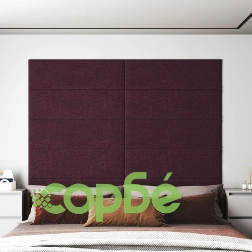 Стенни панели, 12 бр, пурпурен, 90x30 см, плат, 3,24 м² ➤ топ цена ➤ sorbe.bg