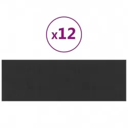 Стенни панели, 12 бр, черен, 90x30 см, плат, 3,24 кв.м.