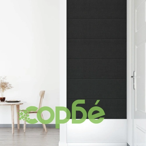 Стенни панели, 12 бр, черен, 90x30 см, плат, 3,24 м² ➤ топ цена ➤ sorbe.bg